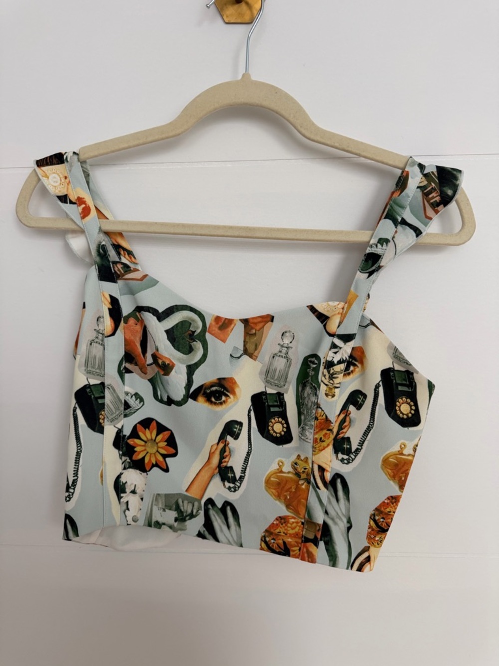 Sunday Best White Multi-Print Cropped Tank